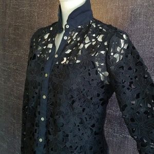 Banana Republic Navy Applique Button Down